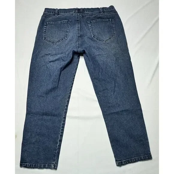 Orvis Women's Mid Rise Tapered Leg Crop Blue Denim Jeans - Size 10 (32x22.5)* - Picture 2 of 5